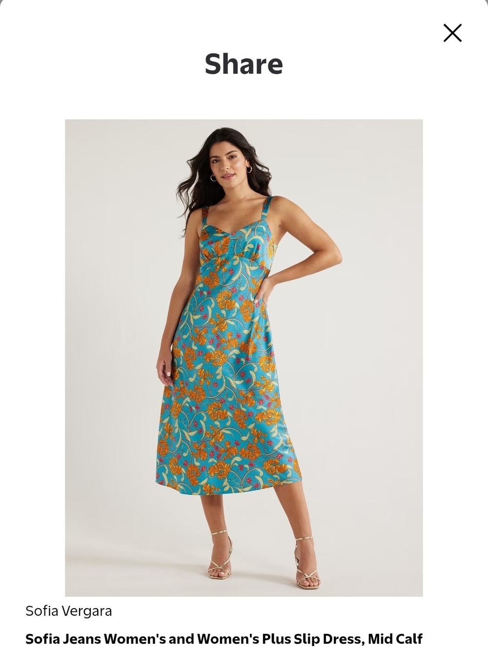 sofia by sofia vergara Teal Floral Slip Midi Dress